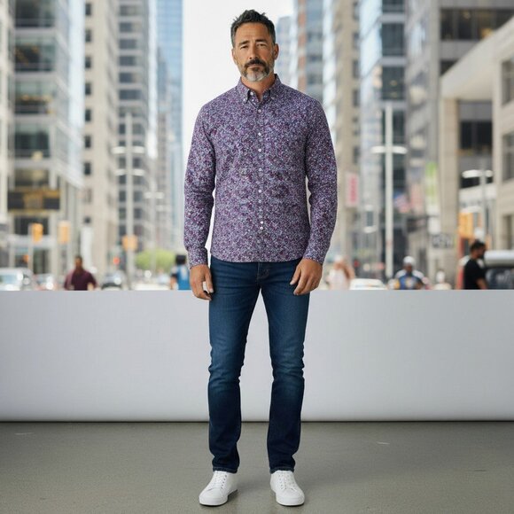 SYNRGY Big & Tall Men's Floral Print Button Front Shirt, Size 4XL - Picture 3 of 7